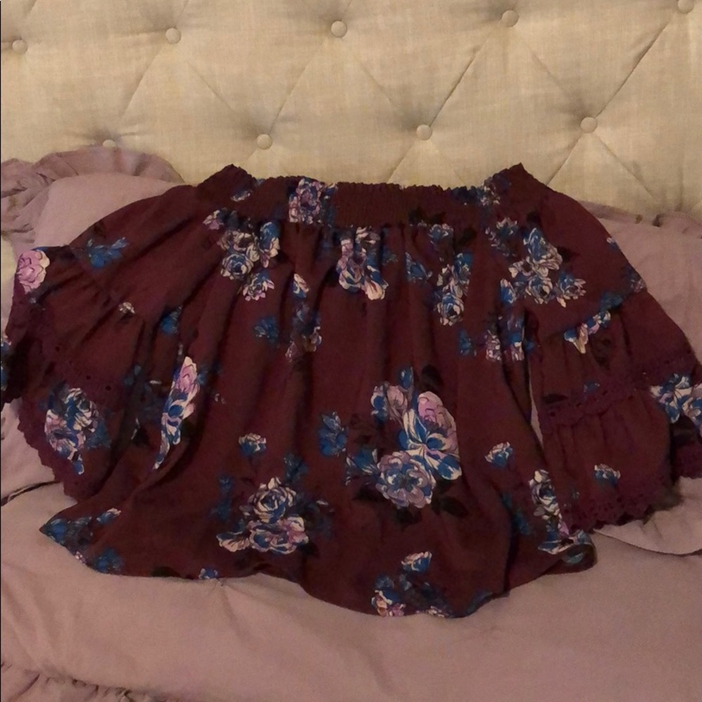 Off shoulder floral blouse
